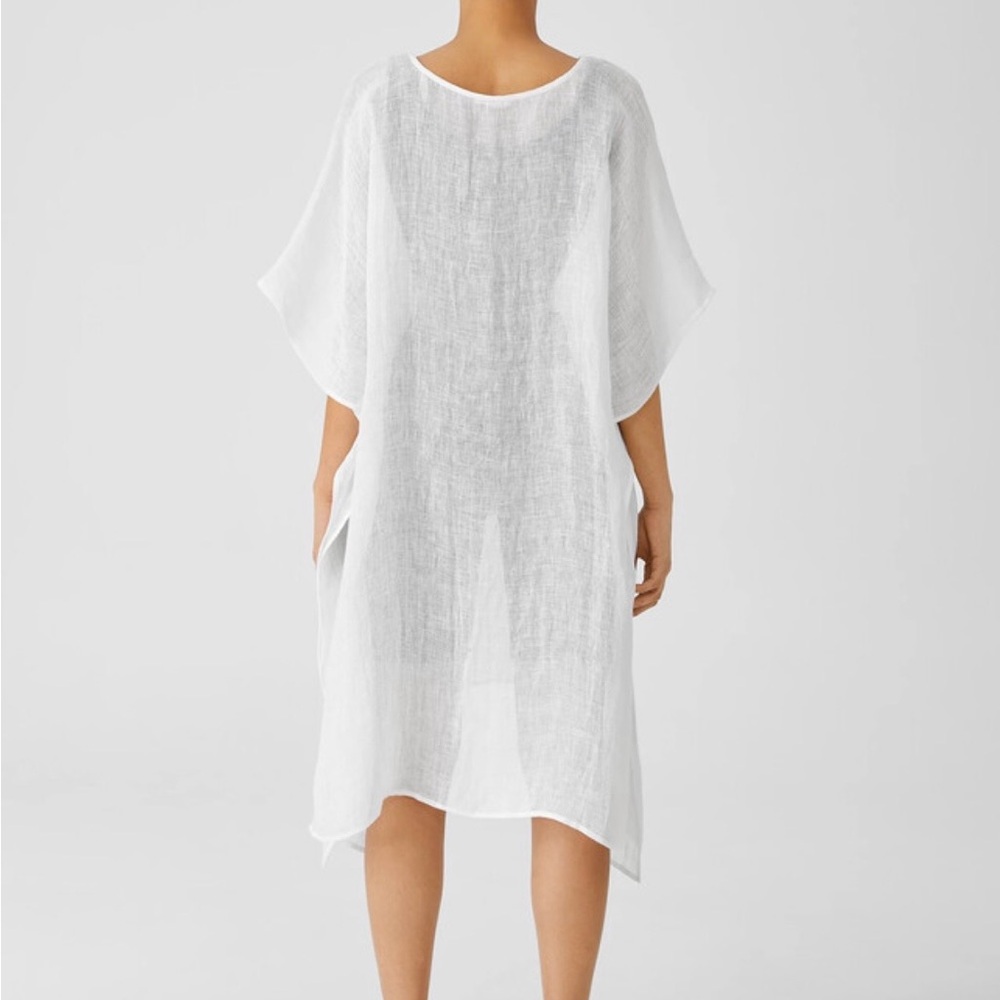 Eileen Fisher Womens Linen Gauze Caftan Cover Up Boxy Fit Lightweight Sz 1X/2X - Picture 2 of 10